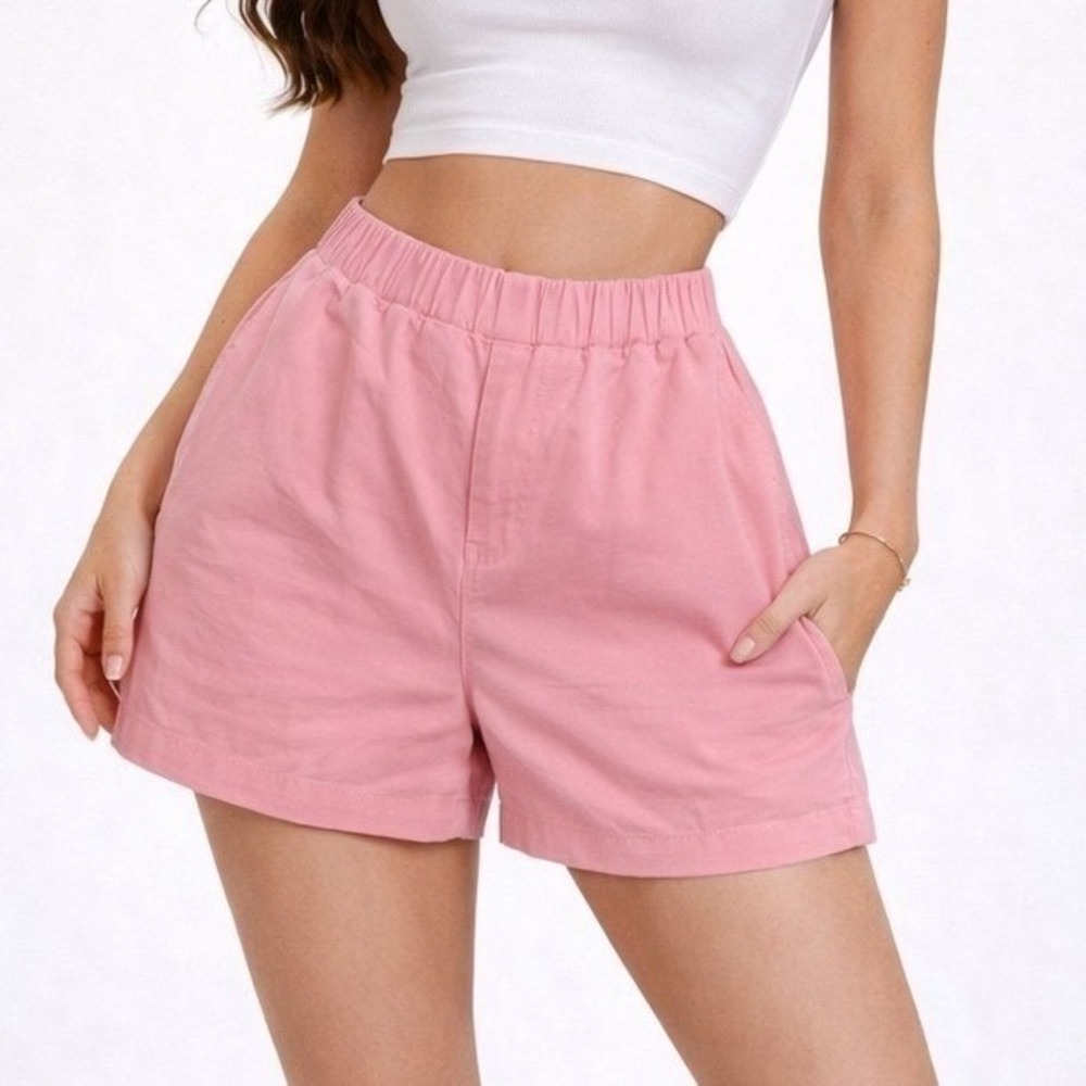 Pistola Pink Elastic Waist Utility Shorts Womens Size Medium NWT Barbiecore